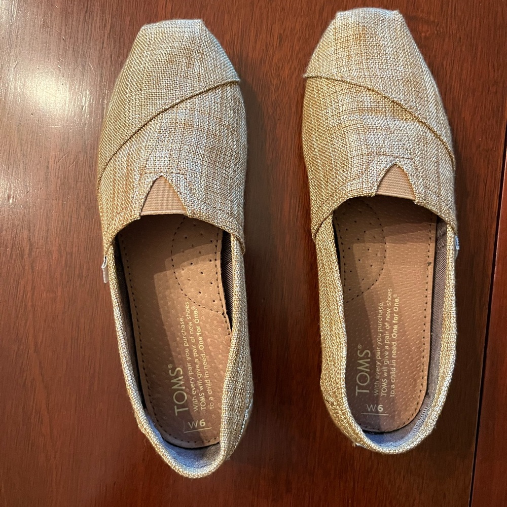 TOMS Women's Gold Shimmer Slip-On Shoes